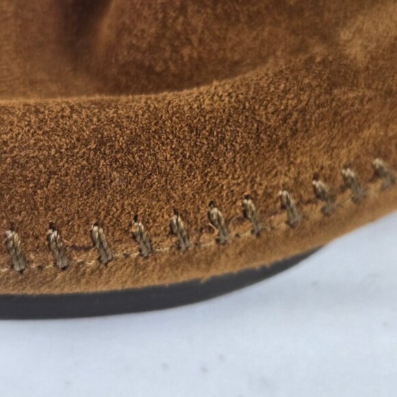 Minnetonka Size 7 3-Layer Fringe Boot Brown Suede Leather Pull On Style NWOT - Picture 10 of 14